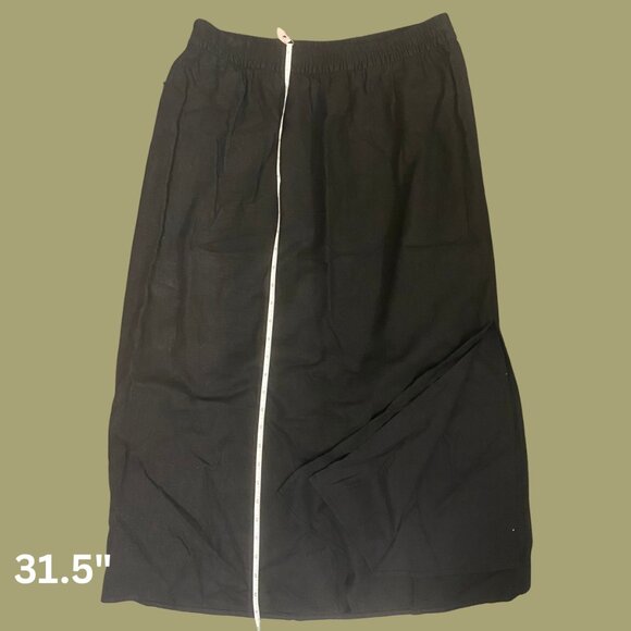 GAP Black Linen-Blend Midi Skirt with Side Slit – Size M - Picture 3 of 7